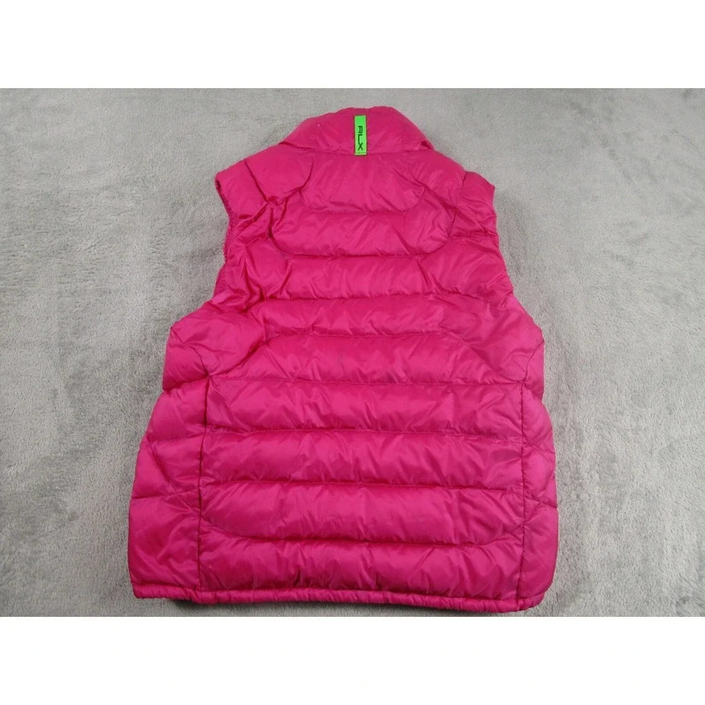 RLX Vest Girls Large Pink Down Full Zip Logo Pockets Ralph Lauren Outdoor‎